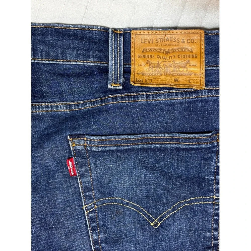 Levis Premium 511 Slim Fit Dark Wash Blue Denim Jeans Mens W40 L32